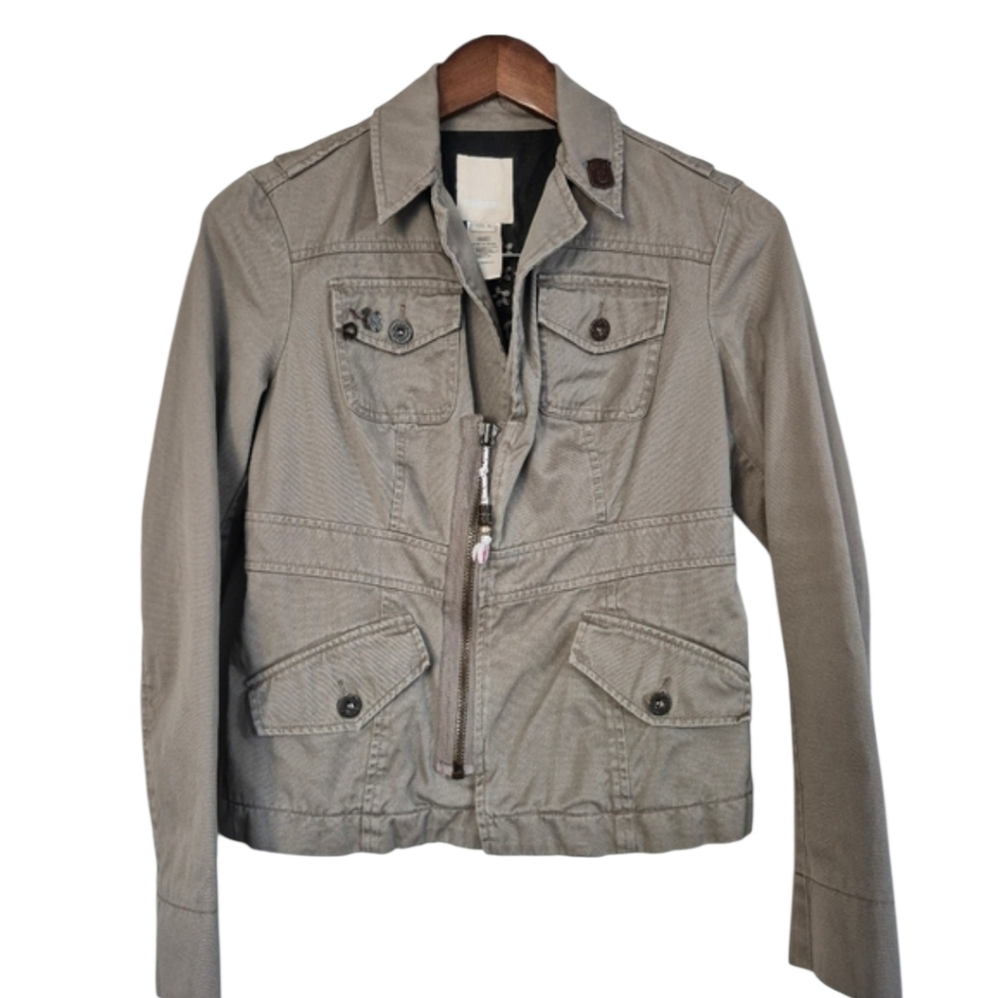 Diesel Vintage Greige Cotton Canvas Zip Up Jacket Lined Medium